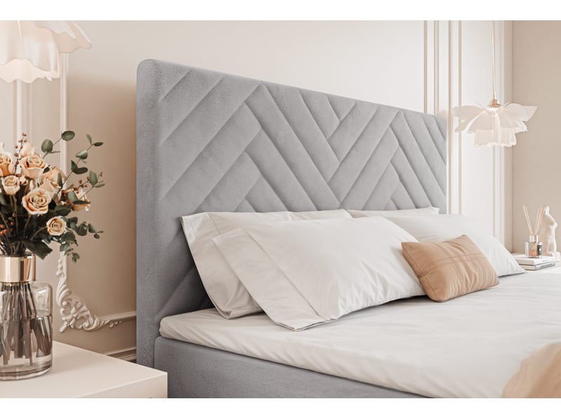  Lit coffre nerea - 160x200 cm - avec matelas et surmatelas - velours doux - gris NEREA - Conforama D