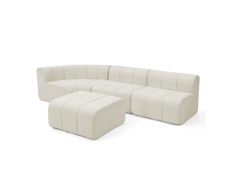  Canapé d'angle modulaire 4 places convertible chenille beige - modules libres et assise confortable  - Conforama A