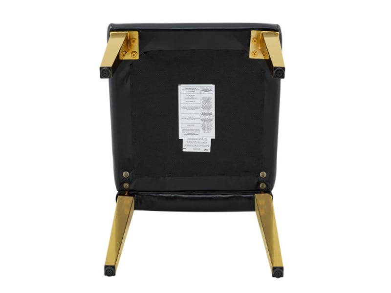  Lot de 4 chaises noires au cadre doré brillant – luxe léger, design européen, pieds métalliques dorés  - Conforama D