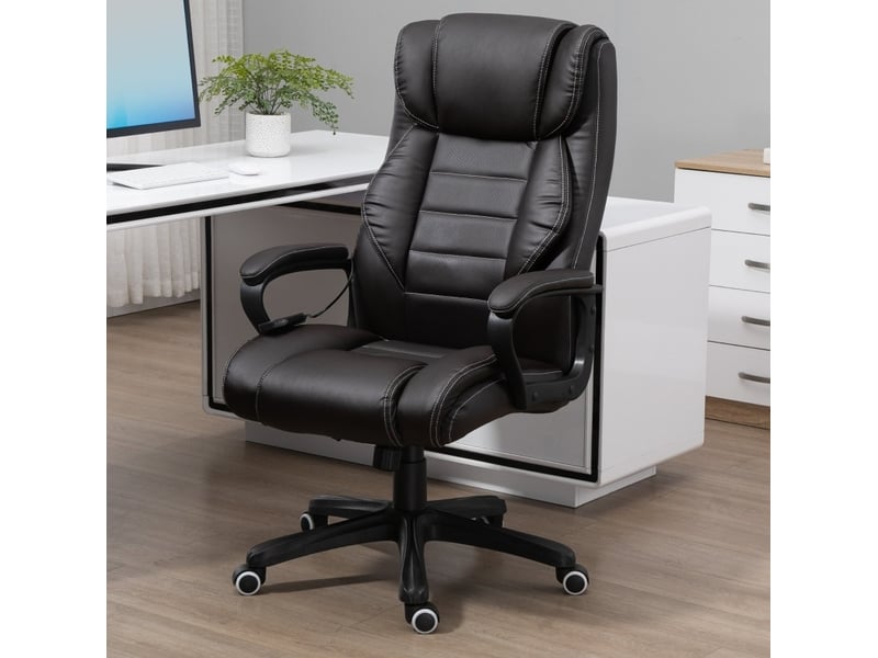  Fauteuil de bureau à massage vibrant 6 points en cuir contrecollé marron  - Conforama B