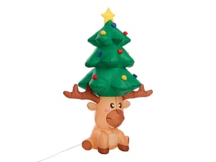 Renne et sapin gonflables de noël h. 190 cm sur secteur
