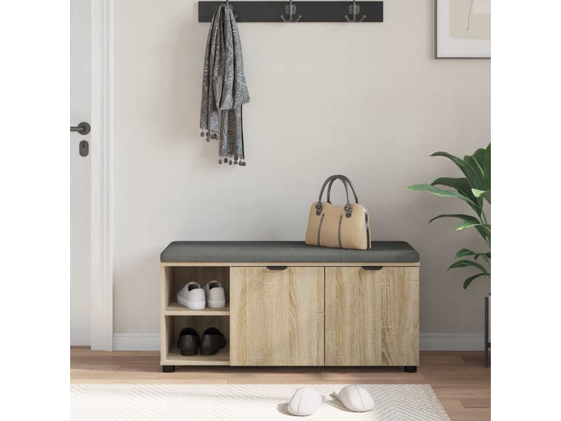  Banc d'entrée, banc interieur avec coussin chêne sonoma 100x38x46 cm shl35114  - Conforama D
