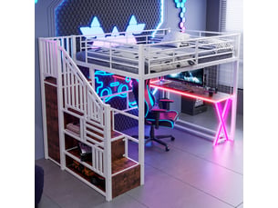 Lit mezzanine 140x200 cm <strong></strong> <strong></strong> coloris blanc