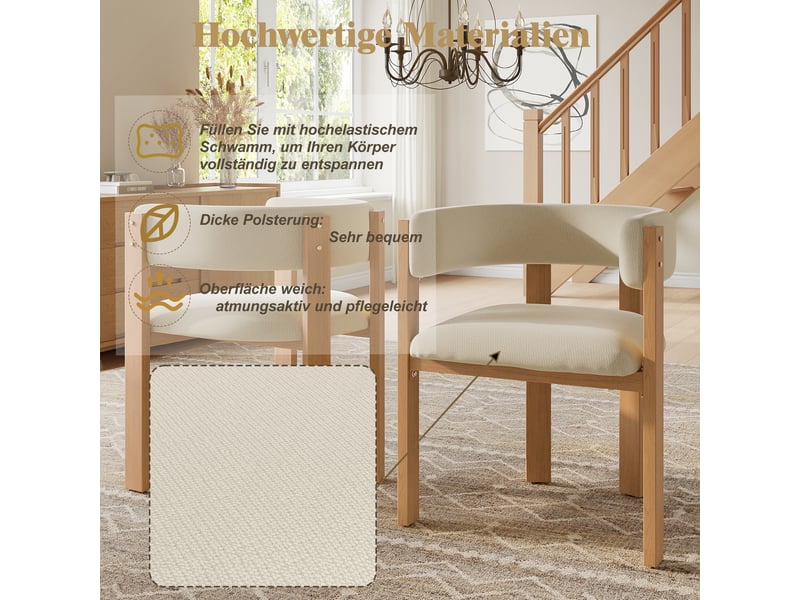 Lot de 6 chaises ergonomiques rembourrées, pieds en fer effet bois, respirantes et faciles d’entretien, salle à manger et salon  - Conforama C
