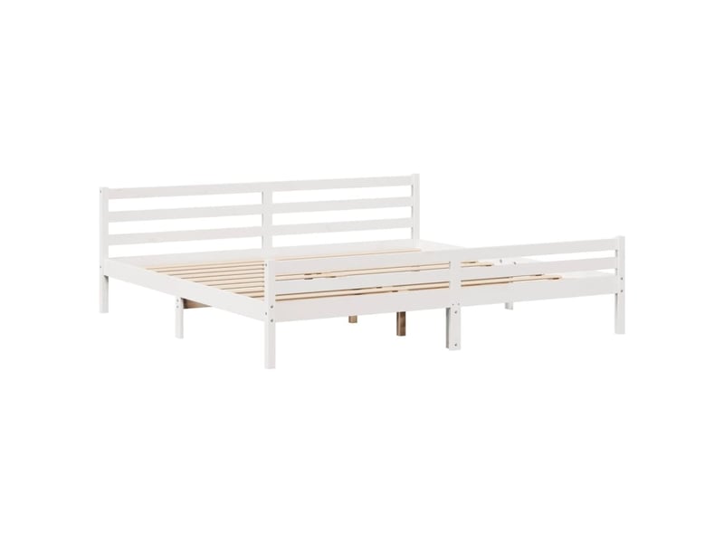 Lit double- lit adulte - cadre de lit avec tête de lit sans matelas blanc 200x200 cm - Conforama D