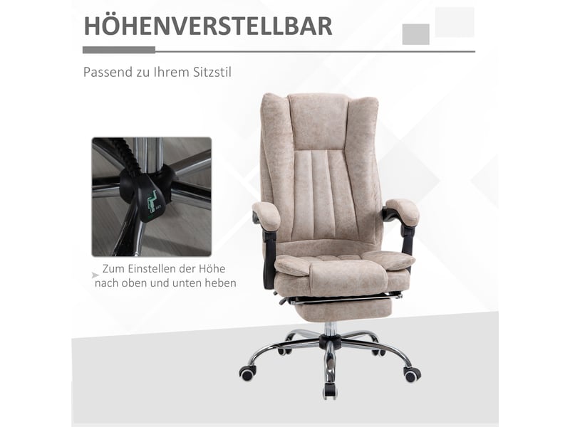  Chaise de bureau ergonomique avec dossier haut, inclinable à 135° et repose-pieds  - Conforama D