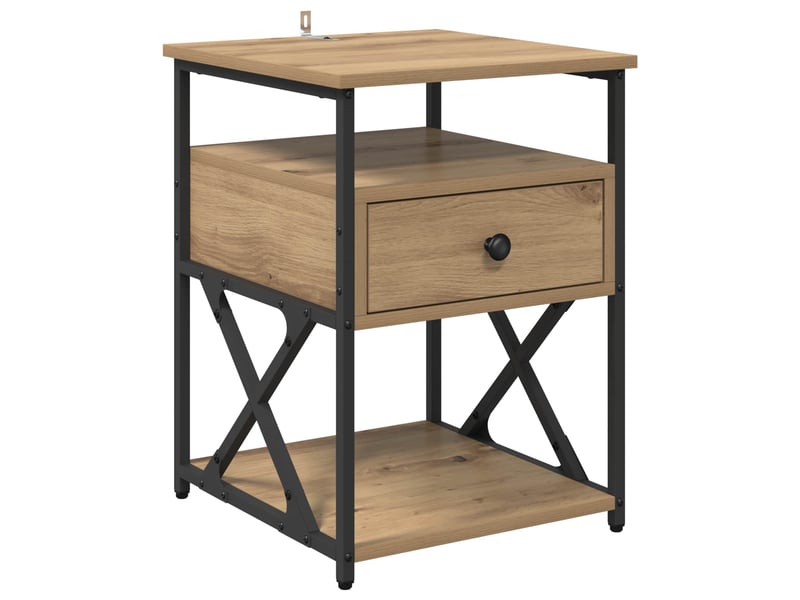  Table de chevet - cabinet de chevet - table de nuit chêne artisanal 40 x 42 x 55 cm  - Conforama A