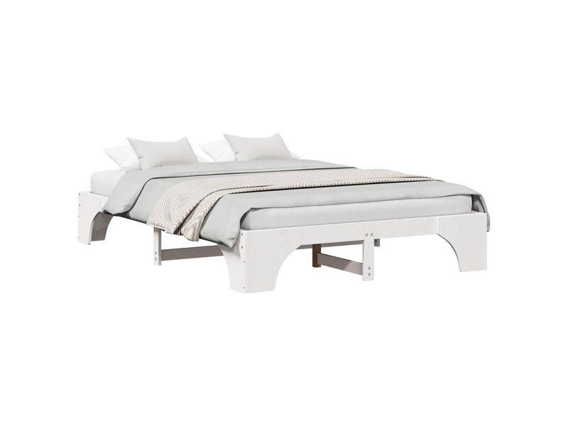  Lit double- lit adulte -  cadre de lit blanc 150 x 200 cm pin massif  - Conforama A