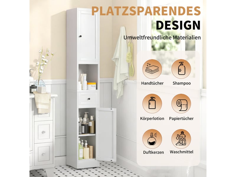  Colonne de rangement 5 niveaux 2 portes en métal blanc 30 x 30 x 180 cm T3237P507638 - Conforama E