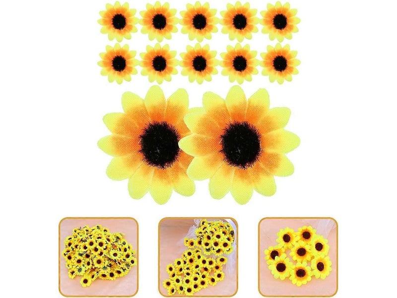  150 têtes de tournesol artificielles, petites têtes de tournesol décoratives à faire soi-même  - Conforama D