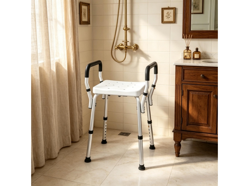  Chaise de douche inclinable réglable en hauteur, pieds antidérapants pour seniors  - Conforama D
