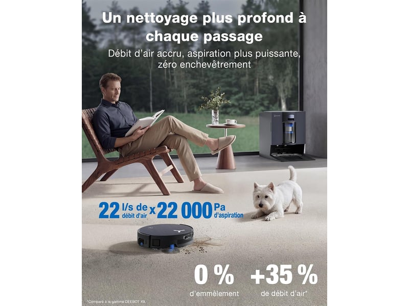  ECOVACS DEEBOT X12 OmniCyclone Robot Aspirateur Laveur, 22000Pa, FocusJet,PowerBoost,OZMO Roller 3.0 22000Pa, FocusJet, PureCyclone - Conforama D