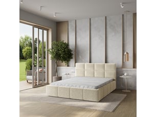 Lit coffre 140x200 cm <strong>MASSENO</strong>  <strong></strong> coloris beige