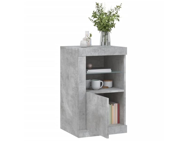 Armoires latérales et lumières led 2 pcs gris béton - Conforama D