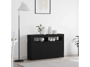 Buffet - bahut - meuble de rangement chêne noir 116 x 30 x 75 cm bois d'ingénierie