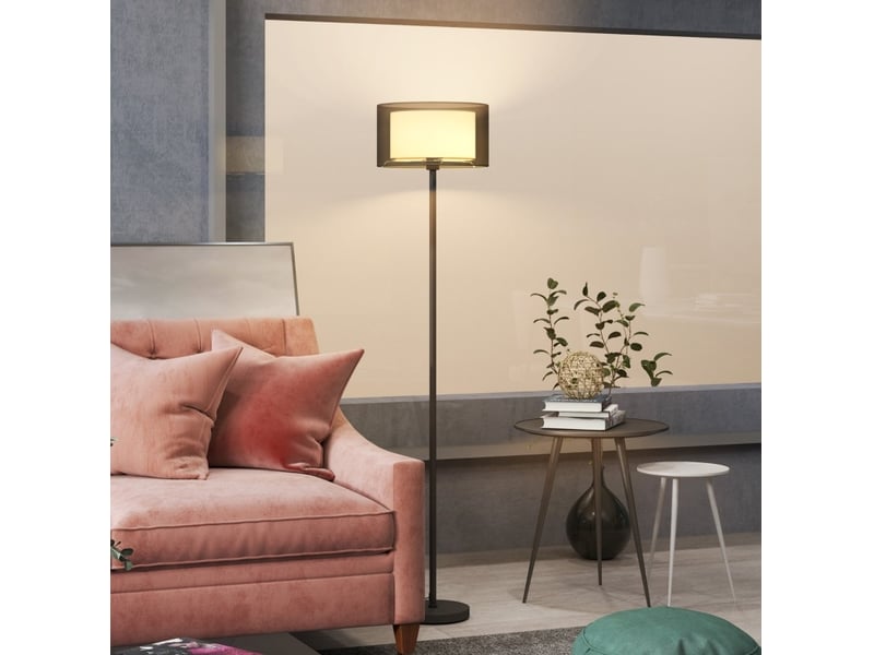  Lampadaire 33x33x152,5 cm avec interrupteur au pied métal noir  - Conforama E