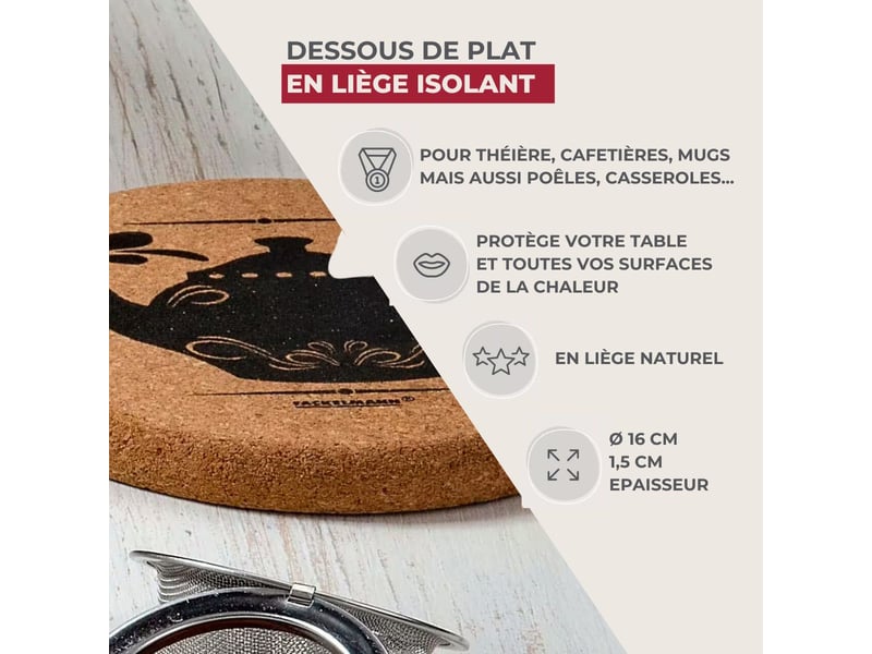  Dessous de plat pour théière en liège fackelmann 30994 - Conforama C