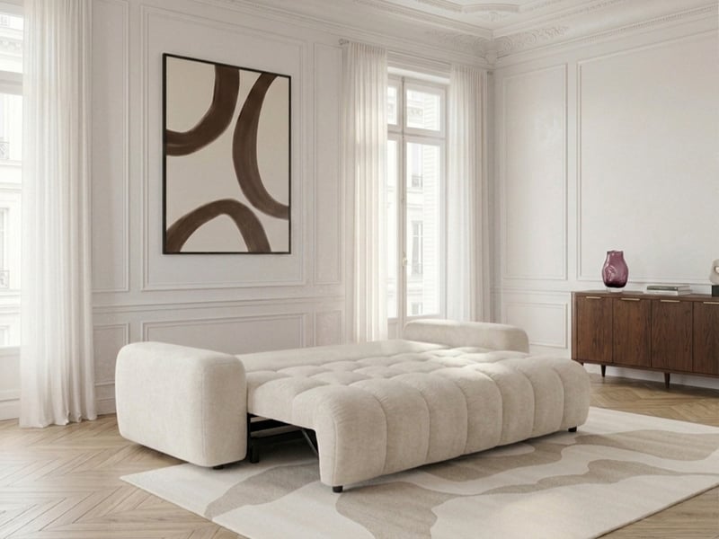  Bobochic canapé droit convertible 3 places jules tissu lisse beige JULES - Conforama D