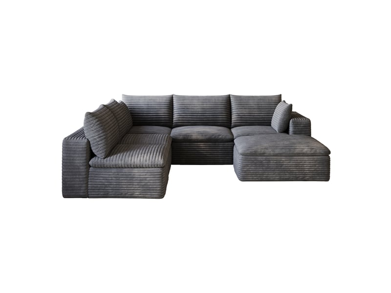  Canapé modulable tcqpz 260 x 250 cm 6 places en velours côtelé gris foncé double couche sans montage  - Conforama A