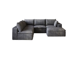 Canapé modulable tcqpz 260 x 250 cm 6 places en velours côtelé gris foncé double couche sans montage