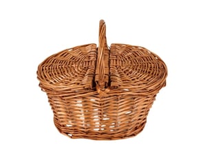 Dinette en metal dans panier en osier