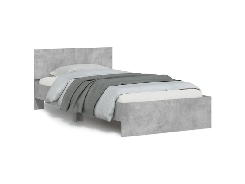 Lit simple- lit adulte -  cadre de lit sans matelas avec tête de lit gris béton 100x200cm  - Conforama A