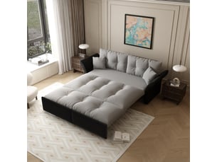 Canapé droit convertible <strong></strong> <strong></strong> 2 places Velours gris