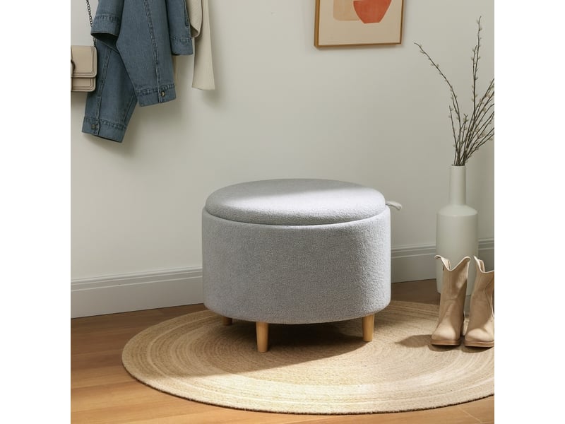  Pouf 56x56x42 cm avec rangement caché gris  - Conforama B