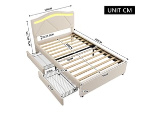 Lit mezzanine 90x200 cm <strong></strong>  <strong></strong> coloris beige