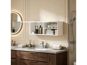 Meuble de salle de bain mural avec porte coulissante, meuble compact et peu encombrant, 80 x 25 x 30 cm