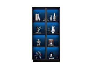 Vitrine coloris noir 4 étagère(s) <strong>DESMIU</strong> <strong></strong> - 80 cmx160 cm