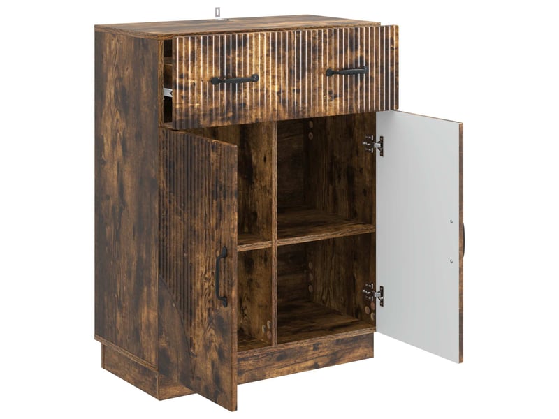  Buffet - bahut - meuble de rangement chêne fumé 66 x 34,5 x 87 cm bois d'ingénierie  - Conforama E