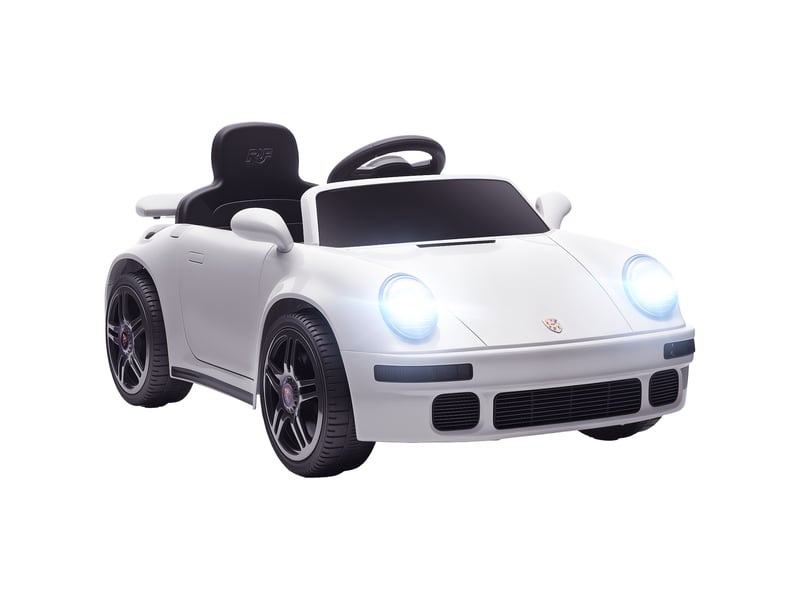  Voiture électrique enfants, véhicule électrique 12v, télécommande 2,4g, phares, musique, klaxon, 103 x 55 x 44 cm, blanc  - Conforama A