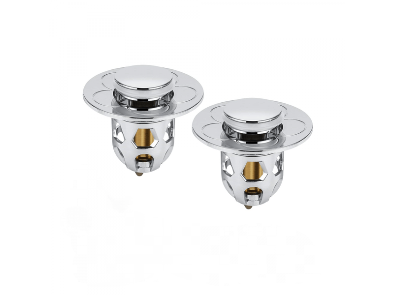  Bouchon de vidange universel pour évier de salle de bain, 2 pièces, argenté (convient aux trous de vidange de 34 à 40 mm)  - Conforama A
