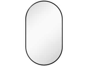 Miroir ovale mural cadre en aluminium style minimaliste montage vertical ou horizontal avec 3 crochets noir 40 x 70 cm