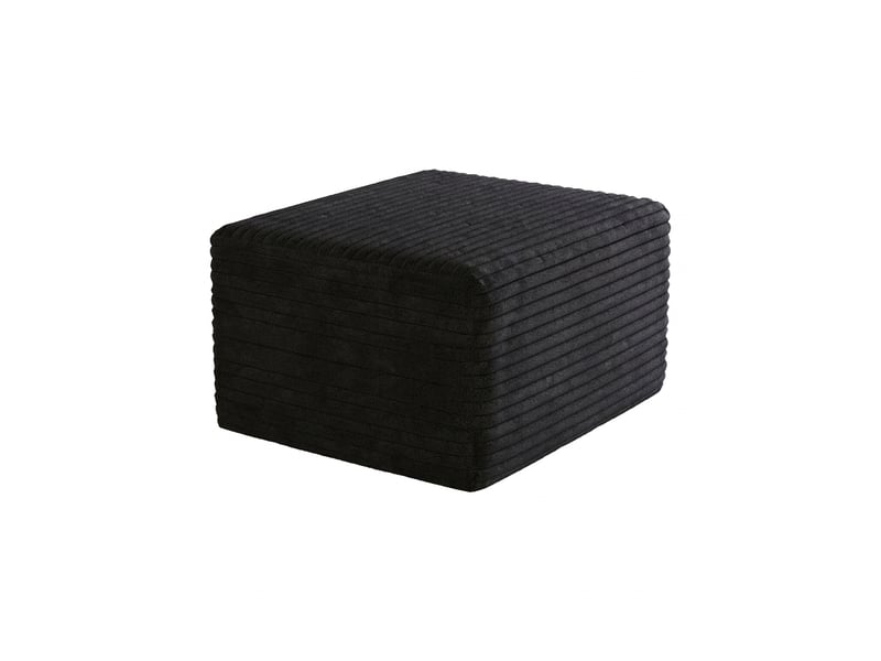  Pouf noir en velours côtelé repose-pieds pour salon 65x60x38cm  - Conforama A