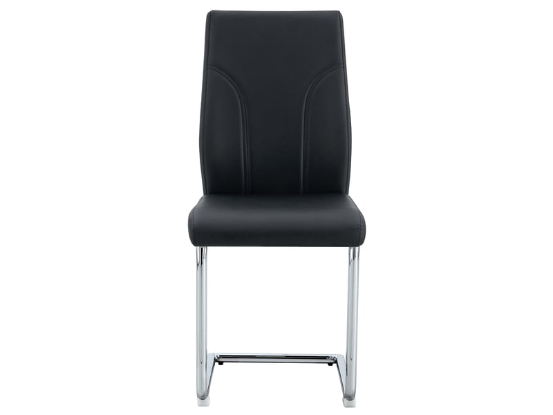  Lot de 2 chaises 40,6x40x95 cm, noir, pu, métal argenté, confortable, design moderne, salle à manger  - Conforama A