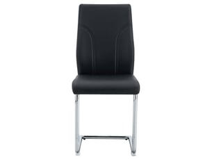 Lot de 2 chaises 40,6x40x95 cm, noir, pu, métal argenté, confortable, design moderne, salle à manger