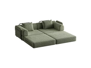 Canapé convertible 2 places - 184x91x70cm - chauffeuse lit chenille, poches rangement, cadre acier - vert olive