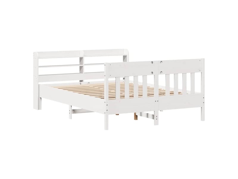  Lit double- lit adulte -  cadre de lit sans matelas blanc 135x190 cm bois de pin massif  - Conforama B