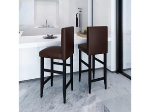 Lot de 2 tabouret de bar, chaise de bar marron foncé similicuir