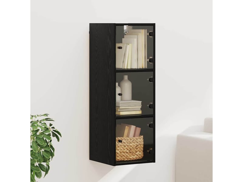  Meuble mural, meuble de rangement salon 35 x 37 x 102 cm bois d'ingénierie chêne noir  - Conforama B