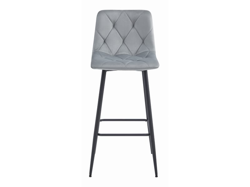 Valora 3 tabourets bar koda velours gris argenté pieds noirs Valora - Conforama C