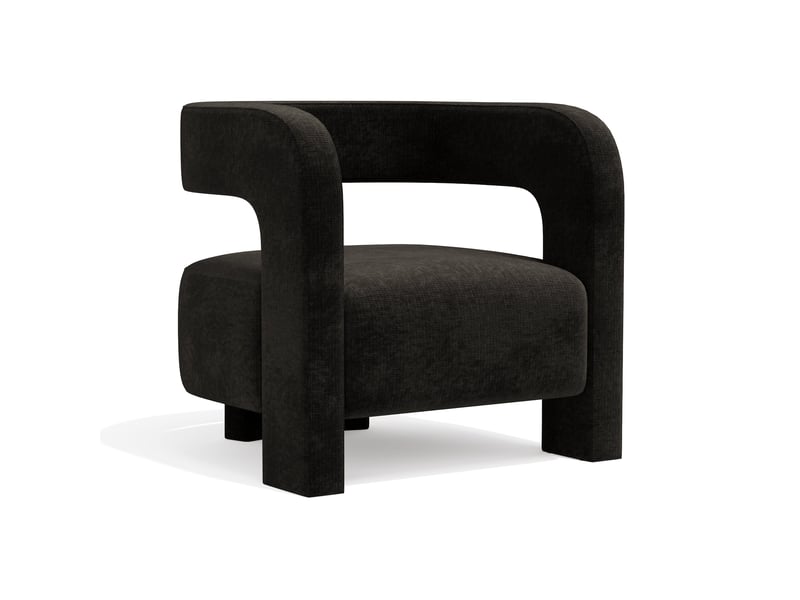  Fauteuil en velours chenillé noir perle CF18VCN - Conforama A