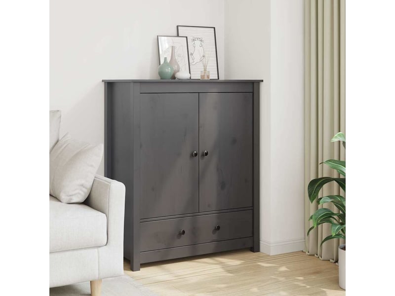  Buffet - bahut - meuble de rangement gris 83x41,5x100 cm bois massif de pin  - Conforama C