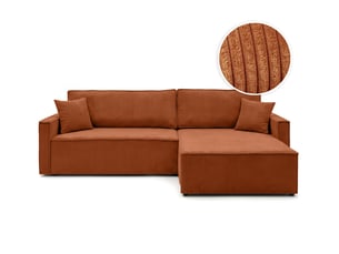 Canapé d'angle réversible convertible LOUNGITUDE FARAH 5 places Velours côtelé Terracotta