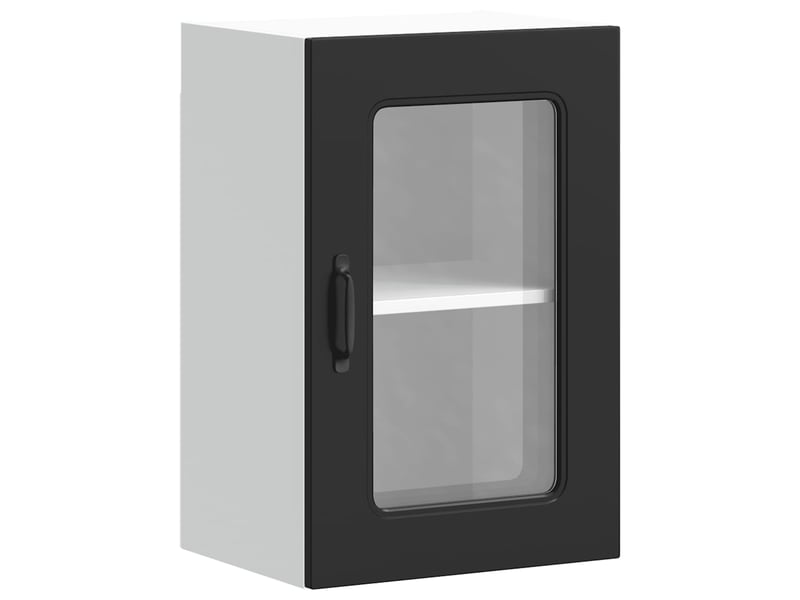  Meuble de rangement, armoire murale de cuisine avec porte en verre kalmar noir shl4287  - Conforama A