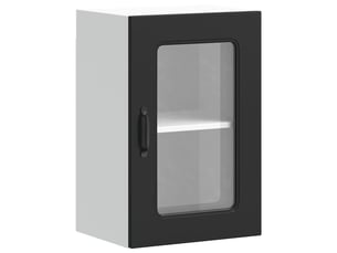 Meuble de rangement, armoire murale de cuisine avec porte en verre kalmar noir shl4287