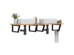 Étagère de vasque murale acier et bois massif d'acacia shl6481