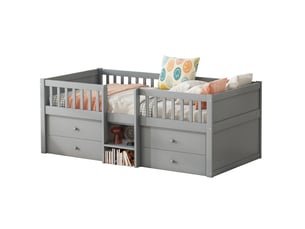 Lit avec rangement 90x200 cm HAVRYA coloris gris